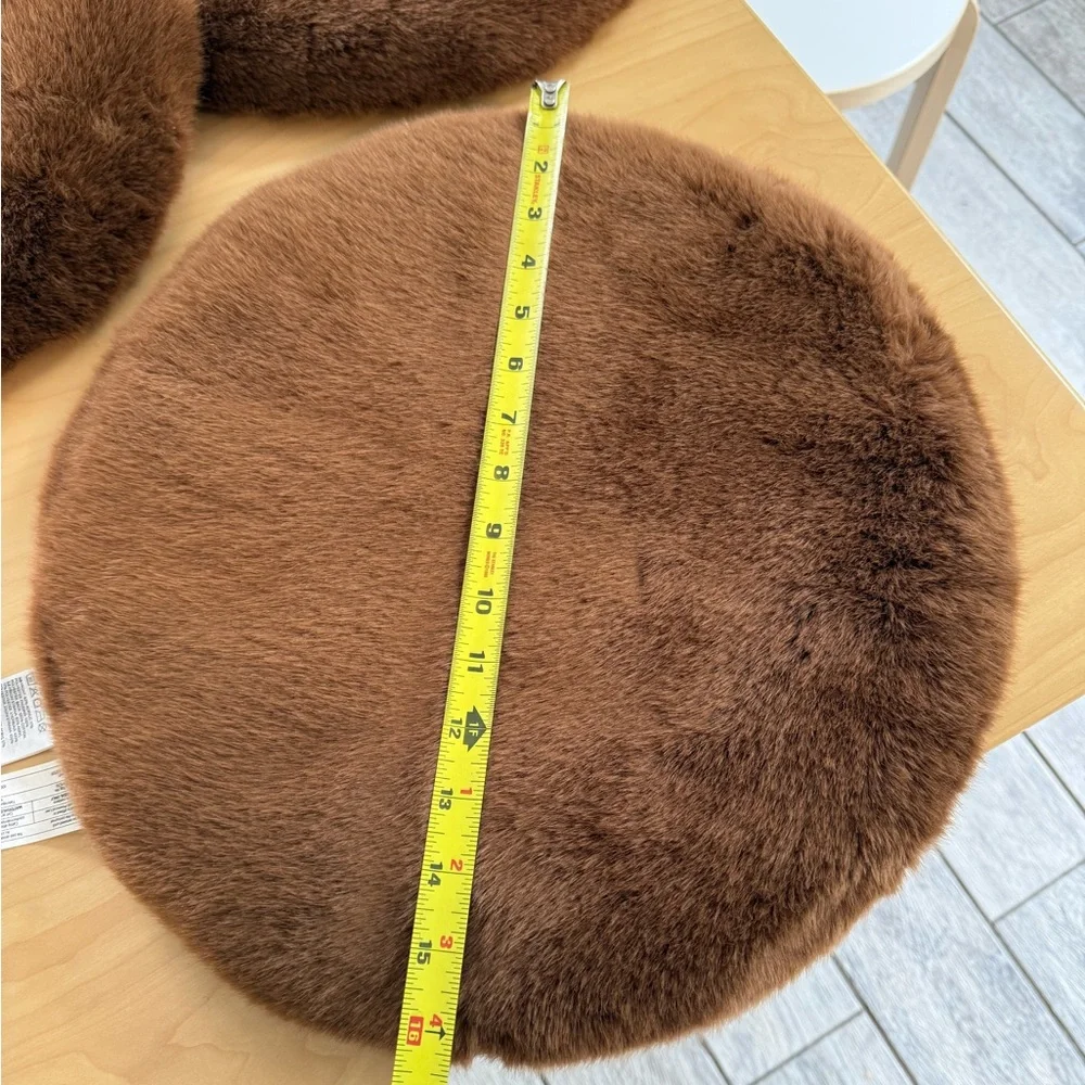 4 H&M round 16” teddy bear faux fur seat cushions